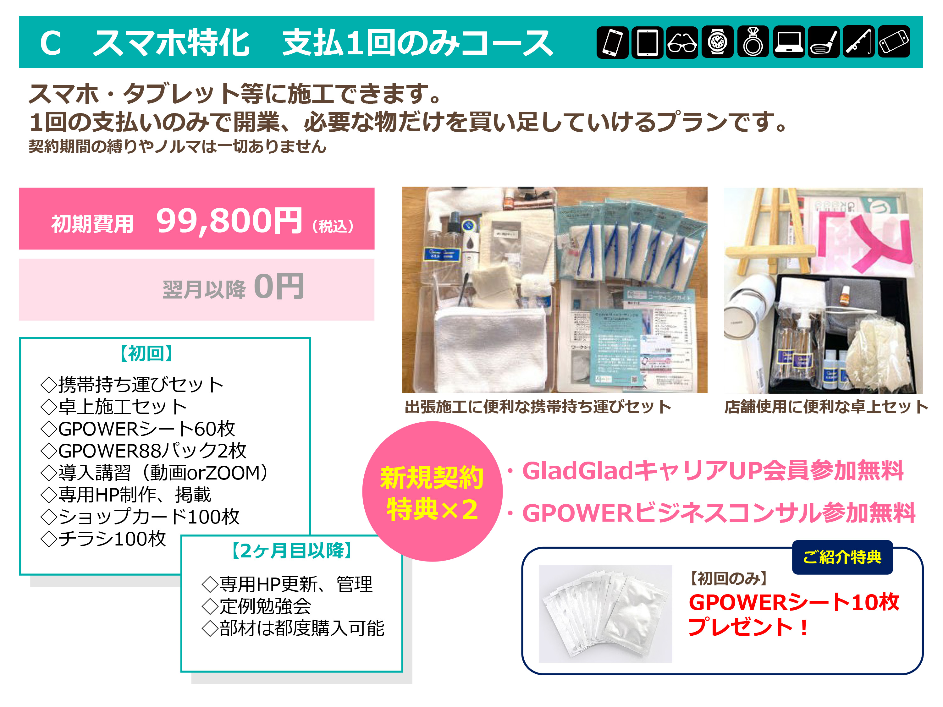 G-POWERガラスコーティング C.スマホ特化 支払い１回コース